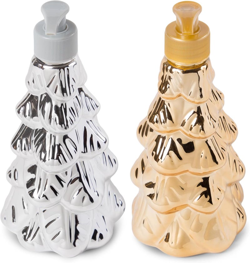 simple pleasures Metallic Christmas Tree Set of 2 Holiday Soap Dispenser with Scented Liquid Soap - Decorative Hand Pump Refillable Soap Dispensers for Kitchen and Bathroom Sinks - Image 5